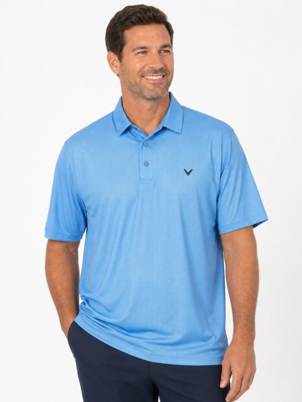 Callaway Opti-Dri Golf Polo Shirt XXL Blue Micro Check Short Sleeve